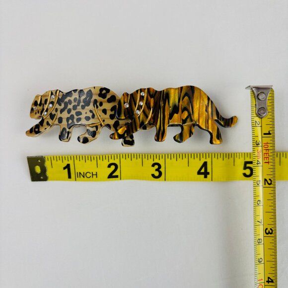 VTG Barrette Tigers Embedded Rhinestones Animal Print Hair Clasp main image 4
